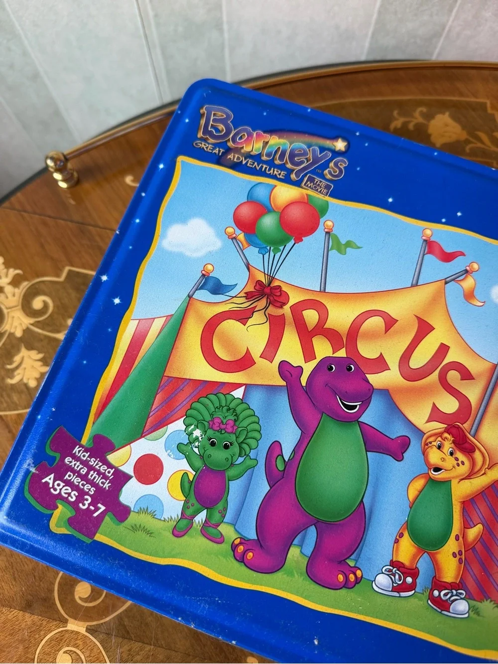 Vintage Barney Circus 24 Piece Puzzle Metal Tin